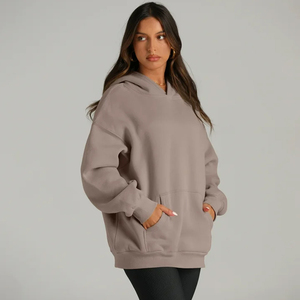 Sweat à capuche court décontracté pour femme, manches longues, polaire chaude, style sportswear, collection automne - Product Image 2