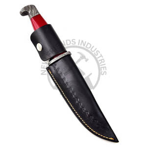 Cuchillo Bowie de Acero de Damasco de 11 Pulgadas, Nuevo y Personalizable, con Empuñadura de Resina Roja, Cuchillo de Caza de Hoja Fija Coleccionable para Exteriores - Product Image 6