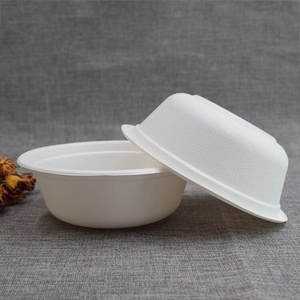 Bol en bagasse de 32 oz, forme diamant, compostable, biodégradable, anti-fuite, avec couvercle, pour emballage de livraison de repas – Tendance actuelle - Product Image 1