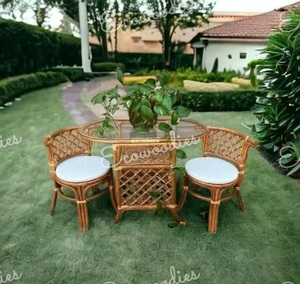 Wholesales Midcentury Bamboo Garden <b>Table</b> Chair Set Eco-Friendly Round Design Coffee <b>Table</b> <b>Space</b> <b>Saving</b> <b>Dining</b> Tablet Garden Set - Product Image 5