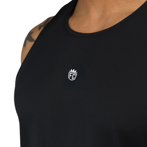 Camiseta sin mangas negra para hombre, transpirable, de malla, ajustada, para gimnasio, entrenamiento, fitness, deportes, OEM, al por mayor - Product Image 6