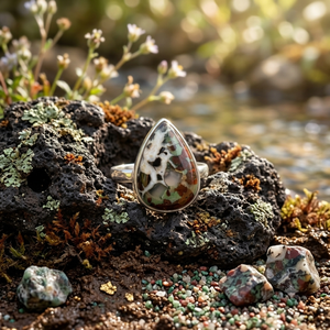 Natural Septarian Gemstone <b>Ring</b>, Pear Cabochon Solid 925 Sterling Silver <b>Ring</b>, Handmade Jewelry Boho <b>Rings</b> - Product Image 6