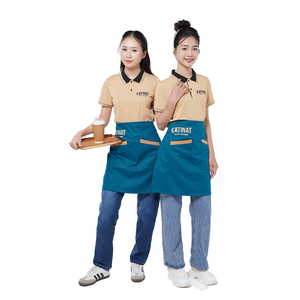 Ensemble uniforme de haute qualité en polyester tissé pour café, restaurant, boulangerie, personnalisable, polo unisexe, tablier, vêtements de travail pour le personnel - Product Image 3