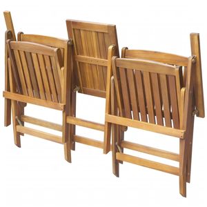 Banc de jardin pliable moyen en bois d'acacia massif marron, mobilier de patio - Product Image 3