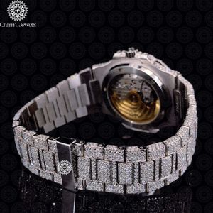 Montre de luxe Charm_Jewells en acier inoxydable, boîtier 40 mm, mouvement mécanique analogique, bracelet tendance pour homme, cadran en verre, boîtier carré, à poussoir - Product Image 5