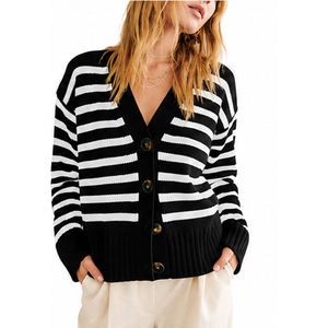 Cardigans universitaires à manches longues, col en V, en tricot avec boutons décoratifs, pulls décontractés d'hiver, pulls OEM - Product Image 5