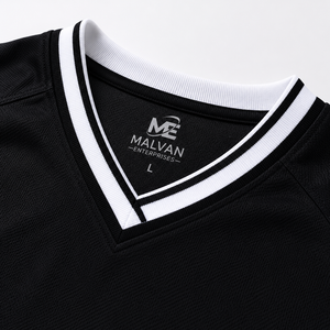 Men's <b>Black</b> V-Neck Mesh Football Jersey Short Sleeve Breathable Sport Wear for Adults All Seasons Regular Fit 100% Polyester - Product Image 4
