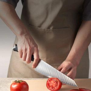 Couteaux de chef professionnels avec lame large et tranchante, motif ondulé décoratif, manche ergonomique noir pour couper et trancher la viande en cuisine - Product Image 4