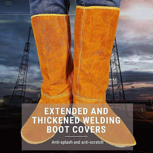 Cowhide Leather Heavy-Duty Welding <b>Boot</b> Shoes <b>Covers</b> Abrasion-Resistant Spats Construction Welders Heat Safety Clothing - Product Image 6