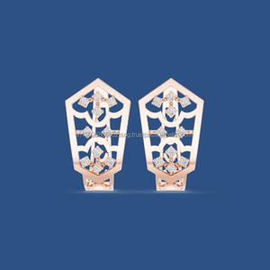 Starlit Jewels Pendientes de aro geométricos flotantes de dos tonos de oro de 10 quilates - Product Image 5