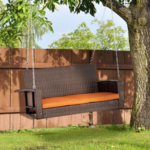 Sedia a dondolo da giardino in vimini con cuscini, per 2 persone, capacità 550 libbre, color mandarino - Product Image 2