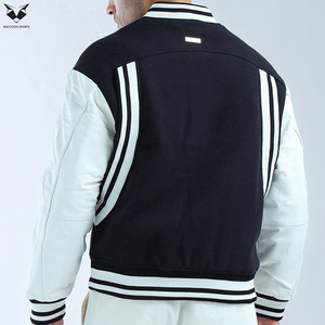 Black And White Color Good Quality With Reasonable Price Customized Logo Print Breathable Men Street Wear Varsity Jacket - Product Image 3