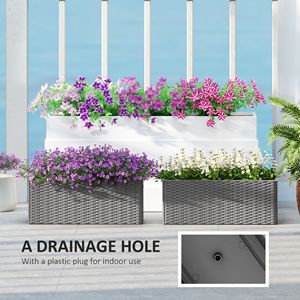 2 Pack 20 Inch Railing Flower Pots Gray Rattan Look Self-Watering Hanging <b>Planter</b> <b>Box</b> for Fence Hanging Baskets Accessories - Product Image 6