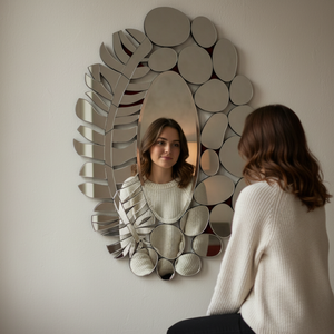 Oval Banana <b>Leaf</b> <b>Wall</b> Mirror 36x24 Inch Stylish Decorative Mirror for Living Room Bedroom Bathroom Tropical Home <b>Decor</b> - Product Image 4