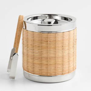 Contemporary ribbed silver <b>ice</b> bucket with a tapered body and stylish <b>ring</b> side handle For Champagne & Party Events At Wholesale - Product Image 4