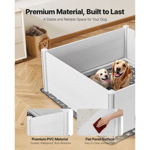 Cuccia Regolabile per Cani con Porta, 60 x 60 x 24 Pollici, Box in PVC Anti-Deformazione, Lavabile, con Tappetino Assorbente, Altezza Regolabile - Product Image 3