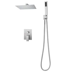 Wall Mounted 12 Inch Square Rainfall Bathroom <b>Shower</b> System Handheld Spray with Rain <b>Shower</b> Head <b>Bath</b> & <b>Shower</b> Faucet <b>Set</b> - Product Image 1