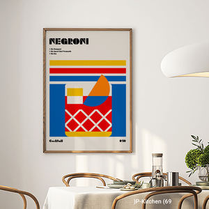 ภาพพิมพ์บนผ้าใบสำหรับตกแต่งผนังห้องครัว ลาย Aperol และ Negroni สไตล์เรโทร โมเดิร์นิสต์ รูปทรงเรขาคณิต โปสเตอร์ค็อกเทล ของตกแต่งผนังร้านกาแฟสมัยใหม่ - Product Image 2