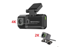 BENEWORLD BW-D68 OEM/ODM Caméra embarquée Sony 4K+2K IPS avec capteur IMX415, double caméra, WiFi/BT, contrôle par application, GPS intégré, capteur G 3 axes, automatique