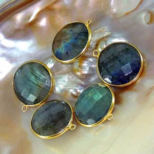 10X14MM Labradorite <b>Coin</b> 925 Sterling Silver Bezel Gold Charm <b>Pendant</b> Jewelry <b>Necklace</b> DIY High Quality Oval Christian Bohemian - Product Image 2