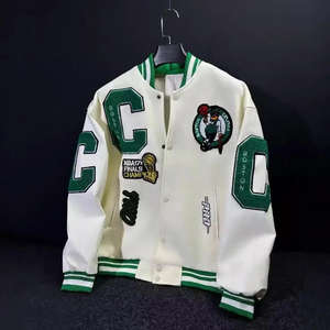 Chaqueta de Béisbol Varsity Vintage Personalizable con Diseño de Lana, Parches de Graffiti y Pedrería, Bordado Frontal, Color Personalizable, Tendencia 2026 - Product Image 1