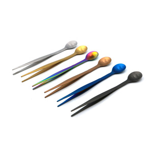 5. Cuillère-pince de chef 2-en-1 en acier inoxydable de 8 pouces, outil de cuisine coloré pour la cuisson, le barbecue, l'assaisonnement et la présentation des aliments - Product Image 1