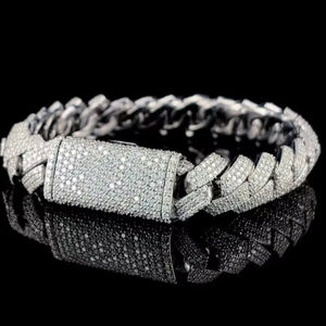 Bracelet Hip Hop Cuban Link en Moissanite pour Hommes, Bijou Diamant Rond, Cadeau de Fête pour Copines - Product Image 1