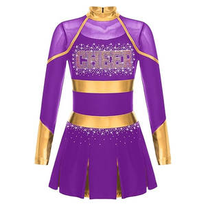 Uniforme de Animadora con Pedrería Brillante para Niñas, Vestido de Baile sin Mangas con Cierre Trasero, Traje Brillante para Actuaciones - Product Image 4