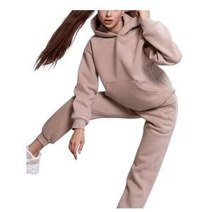 Wholesale Two Pieces Set Custom Logo Printed Unisex Winter Plus Size Casual Sweatpants Hoodies Fitness Tracksuit 100 percent <b>Cot</b> - Product Image 2