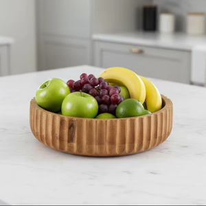 Tazón para servir ensalada de frutas hecho a mano con madera de mango, centro de mesa rústico estilo granja - Product Image 1