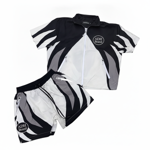 Ensemble de survêtement pour homme ADH Brand, couleur contrastée, manches courtes, fermeture éclair, short sportif, polyester à séchage rapide, vêtements d'été - Product Image 3