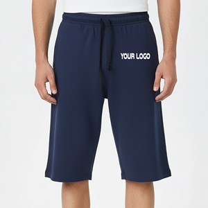 Shorts Bermuda décontractés pour hommes en polyester tricoté, taille mi-haute, respirants, séchage rapide, avec cordon de serrage et logo avant - Product Image 4