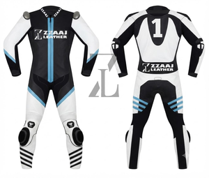 ชุดแข่งรถมอเตอร์ไซค์พรีเมียมหนังวัว/หนังจิงโจ้ พร้อมอุปกรณ์ป้องกัน CE Armor Protection Approved Gear - Product Image 1