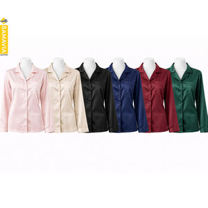 Ensemble de pyjama en satin imprimé uni pour femme, avec logo personnalisé, en coton doux, 2 pièces, pour l'été et le printemps, vêtements de nuit et de détente, vente en gros OEM - Product Image 5