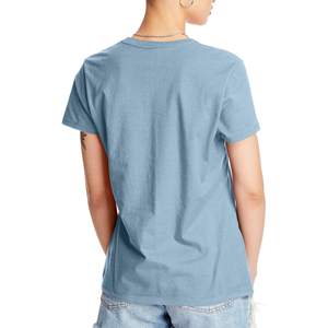 T-shirts décontractés vintage coréens personnalisés pour femmes en gros avec appliques boutonnées en coton et bambou, col rond - Product Image 5
