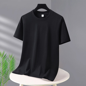 T-shirt en coton blanc pour homme, manches courtes, col rond, coupe classique, couleur unie, respirant, tricot jersey - Product Image 2