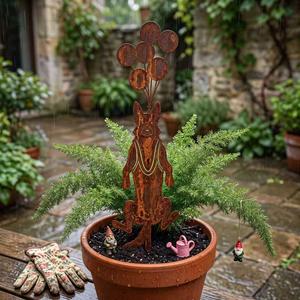 Ornement de jardin rustique en métal pour chien, design silhouette animale avec ballon, résistant aux intempéries, finition thermolaquée, installation facile - Product Image 6