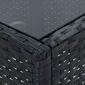 Petite table d'extérieur portable en rotin PE noir avec structure en acier et plateau en verre, mobilier de jardin - Product Image 4