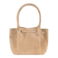 Tas Kulit Asli Custom Sparkle Finish Warna Beige Bahan Suede Sapi Label Pribadi OEM/ODM Grosir Gaya Pesta Fashion