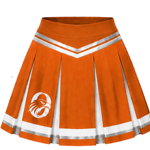 <b>Orange</b> White Printed Sublimated Cheer Long Sleeve Uniform Set <b>Pleated</b> <b>Skirt</b> Athletic Team Sportswear Training Practice - Product Image 5