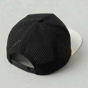 Casquettes de golf personnalisées OEM à 7 panneaux, perforées, découpées au laser, à visière plate et structurées, ODM, faible MOQ, usine de casquettes - Product Image 6