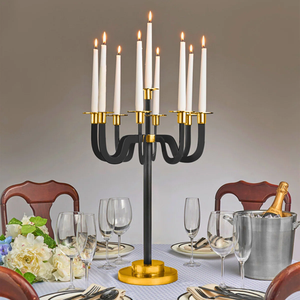 Candelabro de Metal Dorado y Negro de 9 Brazos, Portavelas Único, Resistente al Calor, Ecológico, para Bodas, Fiestas, Mesas, Navidad - Product Image 6