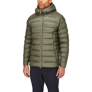Customized <b>Men's</b> Olive Green Hooded Down <b>Puffer</b> Jacket Warm Quilted Zip-Up Winter <b>Long</b> <b>Coat</b> Wholesale <b>Puffer</b> Jacket <b>Coat</b> - Product Image 5