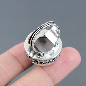 Natural White & Black Moonstone 925 Sterling <b>Silver</b> <b>Men</b>’s <b>Ring</b> Handmade Gemstone Statement <b>Ring</b> Wholesale Jewelry - Product Image 2