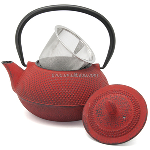 Kyusu 30 Oz Cast Iron <b>Tea</b> <b>Pot</b> <b>Set</b> in Red Color - Product Image 1
