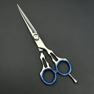 Ciseaux de coiffure professionnels légers et de haute qualité en acier inoxydable, avec poignée en papier coloré personnalisé et revêtement de sécurité, pour la coupe des cheveux. - Product Image 4
