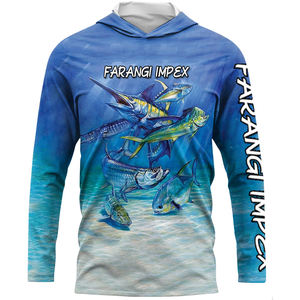 Camiseta de Pesca de Atún, Mahi y Tarpon, Manga Larga, Protección UV UPF, Jersey con Capucha para Caza, Venta al Por Mayor Directo de Fábrica - Product Image 1