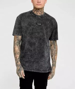Camiseta con efecto acid wash para hombre, 100% algodón, alta calidad, transpirable, estilo veraniego, hombros caídos. - Product Image 4