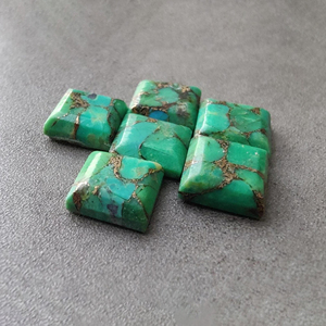 Turquesa Verde Auténtica, Corte Cuadrado Facetado, Piedra Calibrada con Reverso Plano, Disponible en Todos los Tamaños - Product Image 2