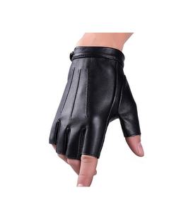 Guantes de cuero sin dedos Logotipo personalizado Guantes de cuero genuino suave negro de Pakistán - Product Image 3